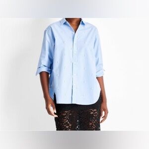 Long Sleeve Collared Embellished Asymmetrical Button-DownShirt-Future Collective